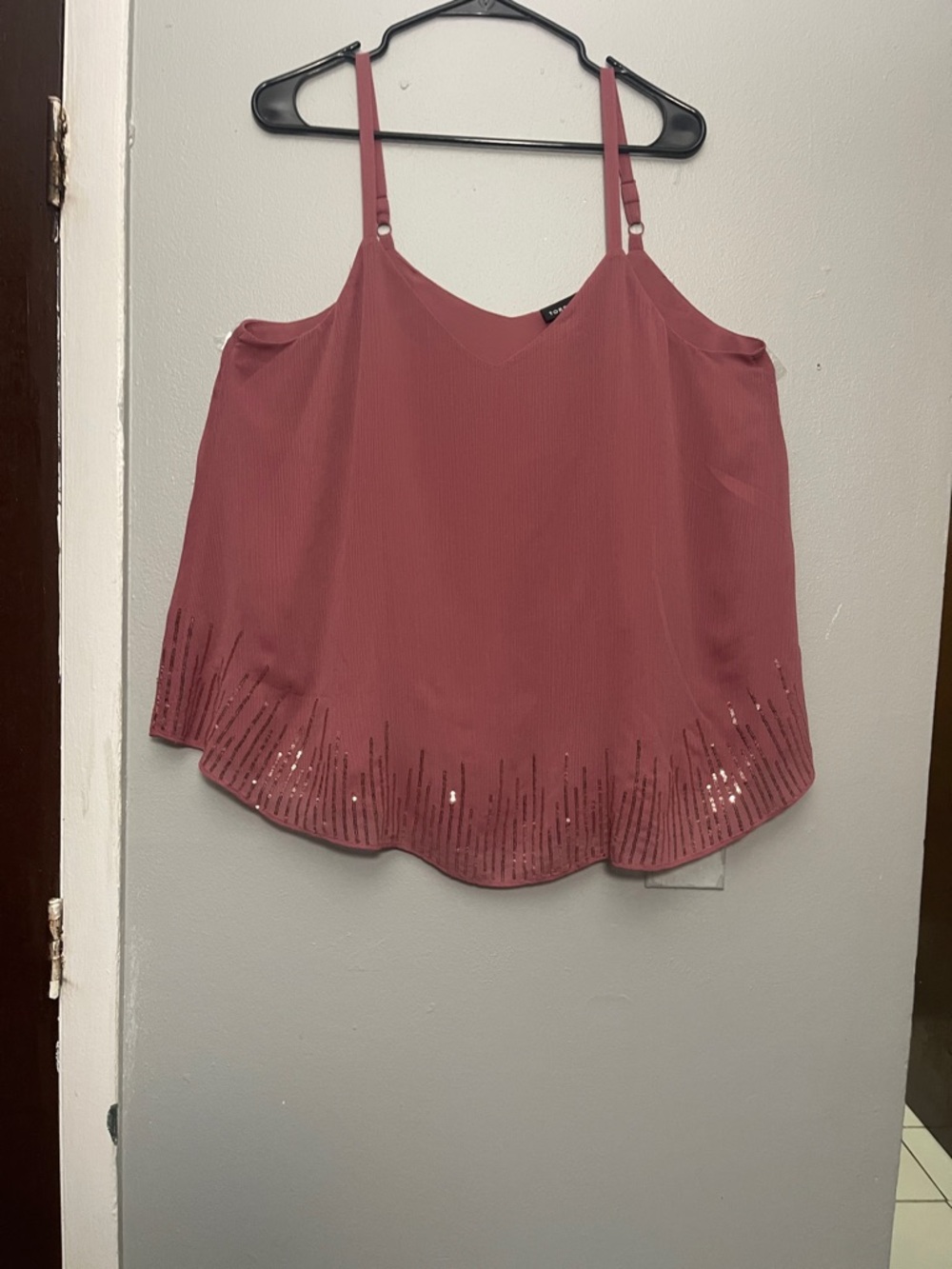 torrid Dusty Rose Cold-Shoulder Sequin Trim Cami